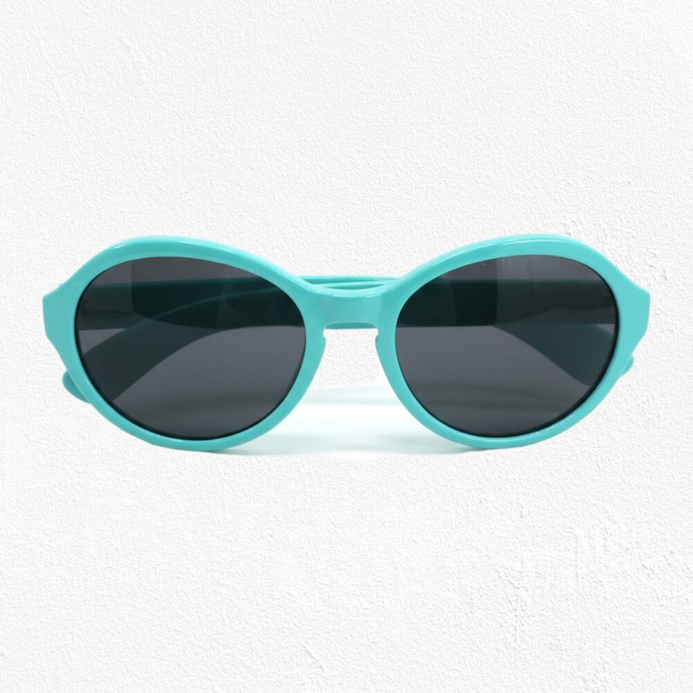 1960s Vintage Aqua Blue Mod Sunglasses Riveted Round Frame Retro Mod Eyewear
